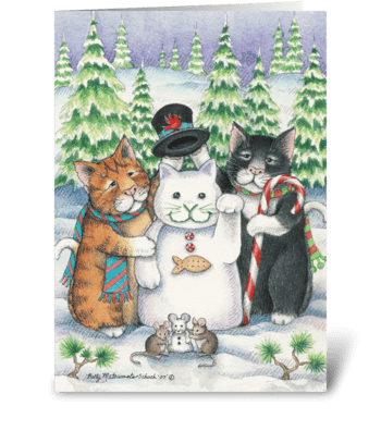 Snow Cat Happy Holidays #24 greeting card