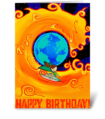 Surfing on the Sun greeting card