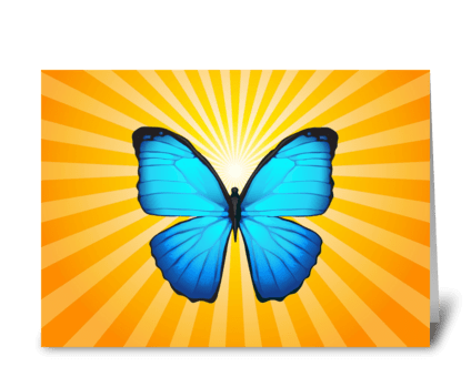 Blue Butterfly with Sunlight greeting card