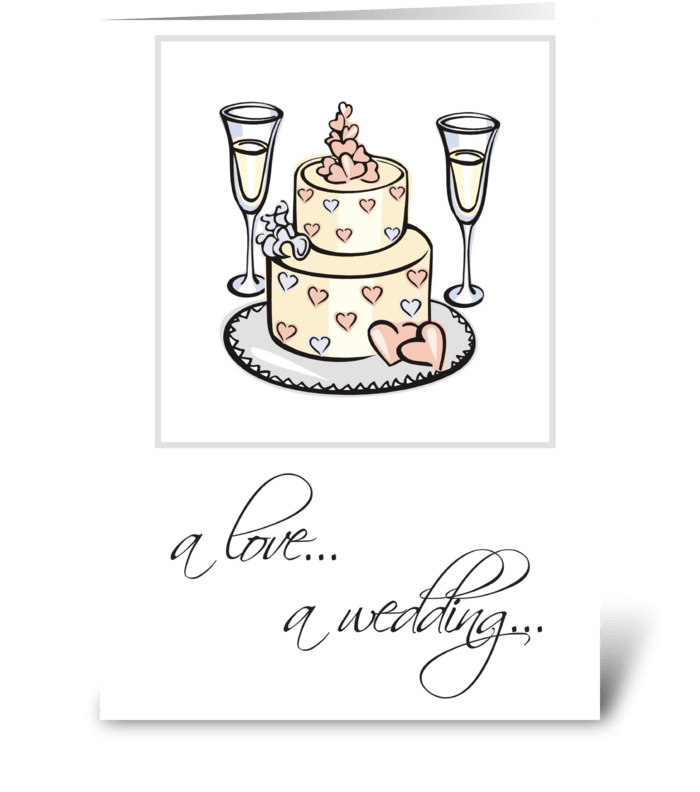 Wedding Congratulations, Cake, Champagne greeting card