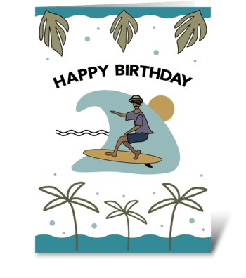Surfer Dude Birthday greeting card