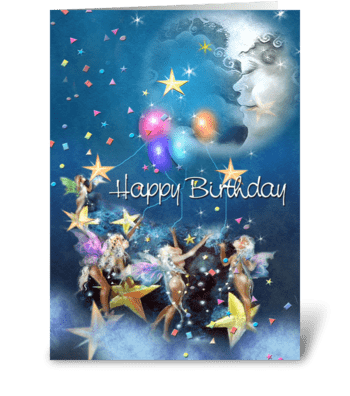 Moon Faeries, Birthday Wishes greeting card